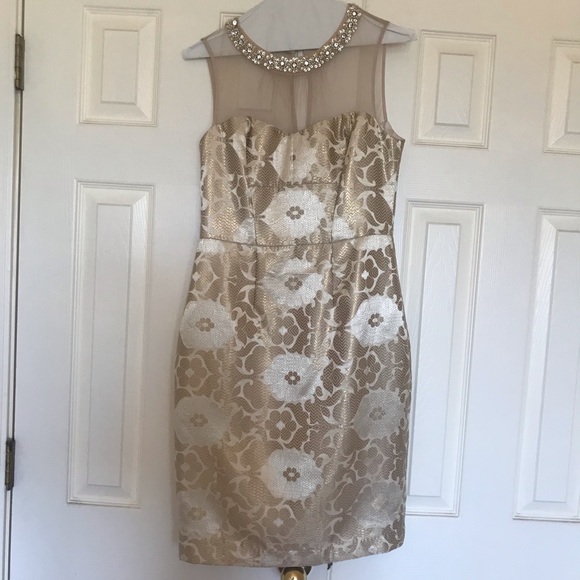 {Maggy London} Starry Night Gold/ Champagne Dress - Picture 4 of 7